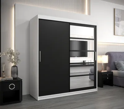Obrázok produktu pre Skriňa s posuvnými dverami MICHALELA - šírka 180 cm, biela / čierna