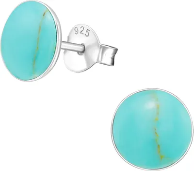 Produktbild von Ohrringe Ohrstecker 925 Sterling Silber Muschel/Türkis-Imitat in verschiedenen Farben Farbe - Türkis