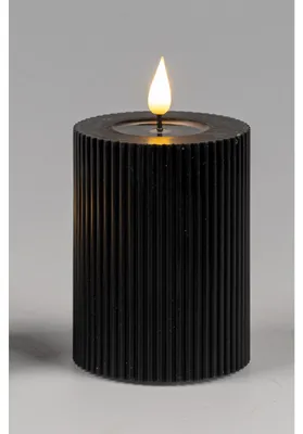 Produktbild von LED Kerze STREIFEN H. 10cm D. 7,5cm schwarz mit Timer Formano