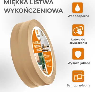 Zdjęcie produktu dla QUEST Listwa wykończeniowa PCV 30x30mm, 5m, samoprzylepna, elastyczna, miękka taśma dekoracyjna, piaskowy