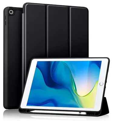 Obrázok produktu pre Techsuit – Flex Trifold skladacie puzdro s držiakom na stylus pre iPad 10.2 (2019/2020/2021) – čierne