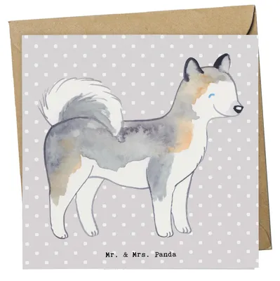 Produktbild von Mr. & Mrs. Panda Klappkarte Siberian Husky Lebensretter - Grau Pastell - Geschenk, Glückwunschkarte, doppelkarte, Grußkarte, faltkarte, anlasskarte
