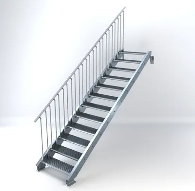 Produktbild von Stahltreppe 12 Stufen bis Höhe 240 cm, Laufbreite : 80 cm Geländer links ST 3 (31 / 9 mm schmal)