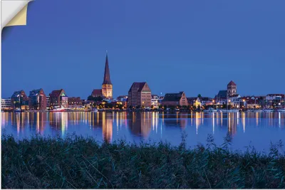 Produktbild von ARTland Wandbild, selbstklebend Warnow Hansestadt Rostock am Abend Größe: 90x60 cm