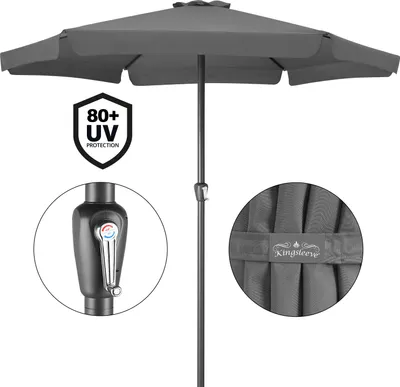 Image de Kingsleeve® Parasol Ø 330 cm anthracite Parasol en aluminium avec manivelle Protection solaire UV 50+ jardin terrasse extérieur