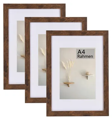 Fotolijst A4, 21x30 cm, rustiek, braun, 3er-Set