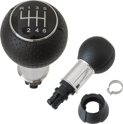 Produktbild von PREMIUM Schaltknauf Knauf Alu Schwarz Loch Leder 6-Gang für Version 5 für VW