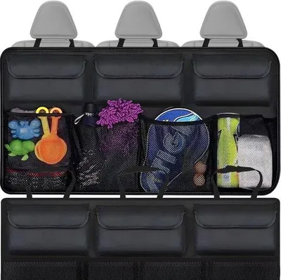 Productafbeelding van Famanu autorganizer voor de achterbank - Oxford-stof met mesh-vakken en vakken met rits - 89,5 x 35 cm
