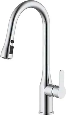Produktbild von Einhebel-Küchenarmatur mit hohem Auslauf, gebürstetes Silber, Trazo
