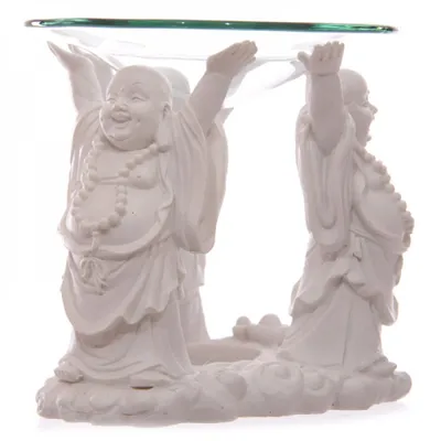 Produktbild von Weißer lachender Buddha Dutflampe mit Teelicht