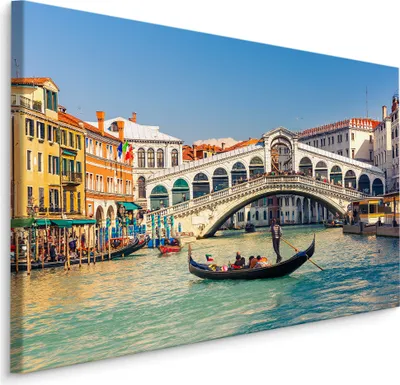 Produktbild von Fabelhafte Canvas LEINWAND BILDER 120x80 cm XXL Kunstdruck Venedig Brücke Gondeln