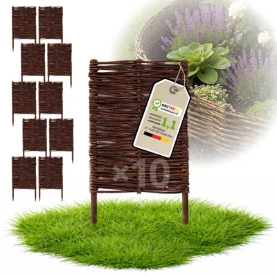 Obrázek produktu pro Floranica 10 kusů Vrbový plot 60 cm x 30 cm – Zahradní plot z vrbového proutí Palisáda Přírodní oplocení Ohraničení záhonu