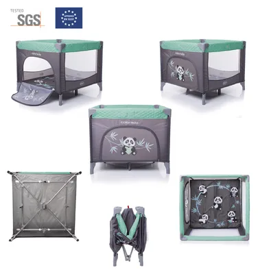 Obrázok produktu pre 4Baby | Ohrádka - Detská ohrádka - Skladacia s bočným vchodom - Priedušné sieťované boky - Matrac a prenosná taška - 93 x 76 x 93 cm, Zelena, Colorado