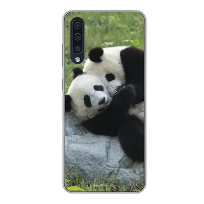 Produktbild von MuchoWow® Handyhülle Schutzhülle Hülle für Samsung Galaxy A50 Pandas - Gras - Stein Silikon Softcase Handy Hülle - Mobiltelefonhülle