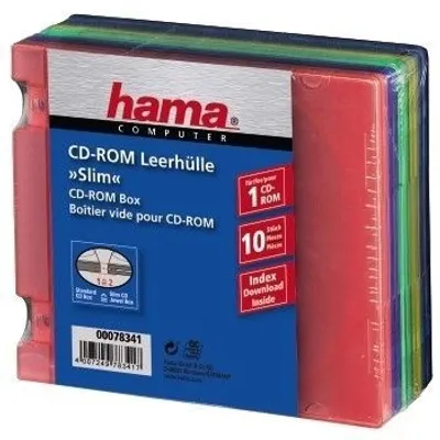 Produktbild von Hama Slim PP CD-ROM-Box 10, assorted colours, Mehrfach, Polypropylene