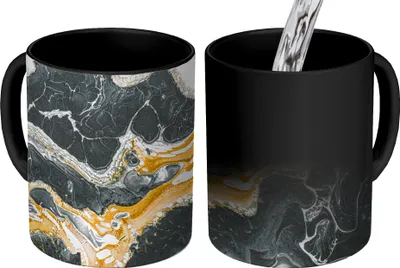 Produktbild von MuchoWow® Zauber Tasse Zaubertasse Magic Marmor - Schwarz - Weiß 350 ml Farbwechsel Becher Geschenk Geschenkidee - Magic-Tasse - Fototasse - Keramiktassen - Bilder - Tasse Kaffee - Getränkbecher - Kaf