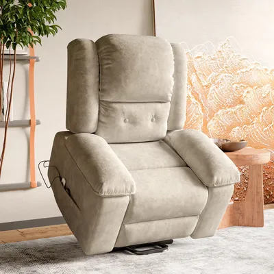 Produktbild von Fortuna Lai Elektrisch Aufstehhilfe Fernsehsessel Massagesessel mit Vibration und Wärme, Seitentaschen, Relaxsessel mit Fernbedienung, Grau
