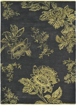 Produktbild von Handgefertigter Wohn- und Schlafzimmerteppich aus Wolle mit Blumenmuster TONQUIN