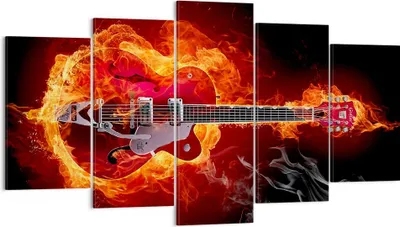 Produktbild von Bild auf Leinwand - Leinwandbild - Instrument Flammen Saiten - 160x85cm - Wand Bild - Wanddeko - Leinwanddruck - Bilder - Kunstdruck - Wanddekoration - Leinwand bilder - Wandkunst - EA160x85-0201