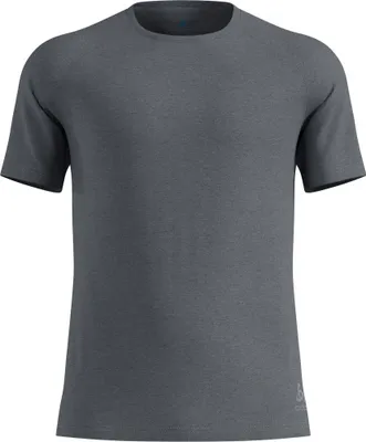 Graues Odlo Essential 365 T-Shirt mit Rundhalsausschnitt und kurzem Arm