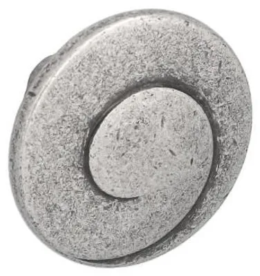 Imagen del producto de Pomo para muebles de zamak. Diámetro: 30 mm. Acabado: plata envejecida con efecto rayado. Lote de 25 unidades