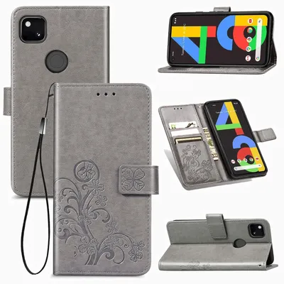 Immagine prodotto di Custodia protettiva per smartphone Google Pixel 4A, tipo flip case, con scomparto per carte, colore grigio
