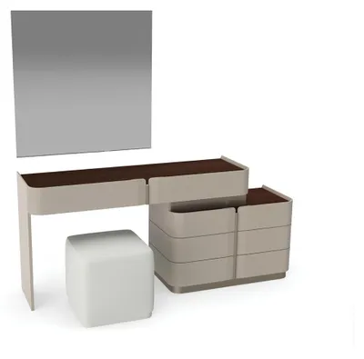 Produktbild von Schminktisch Spiegel schick weißer Hocker Komplett Set Schlafzimmer Neu 3tlg