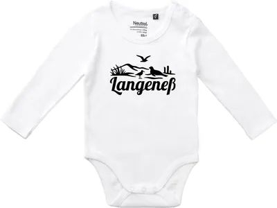 Produktbild von Huuraa Baby Body Langeneß Strandmotiv 80 White  Baumwolle Fairtrade Langarmbody Geschenkidee