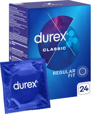 Zdjęcie produktu dla Durex Classic Prezerwatywy klasyczne, 24 sztuki