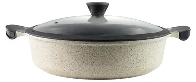 Sautépfanne 32 cm, recyceltes Alu, Keramikbeschichtung, Glasdeckel, grün