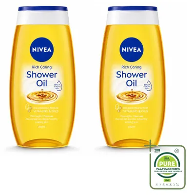 Zdjęcie produktu dla 2 sztuki olejku pod prysznic NIVEA Natural – 200 ml – opakowanie zbiorcze