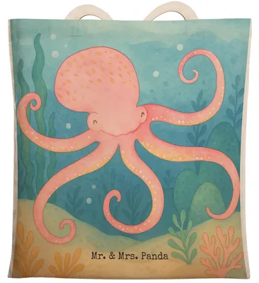 Produktbild von Mr. & Mrs. Panda Tote Bag Tintenfisch Design - Weiß - Geschenk, Lustige Sprüche, Wasser, shopping, Beutel, Krake, Tasche, Meerestier, Meer, Einkaufstasche, Stoffbeutel