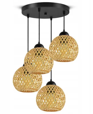 Produktbild von LUXOLAR Pendelleuchten Natural Bambus 4 flammig E27 60 W - Hängelampe für Wohnzimmer, Küchen - BOHO Design