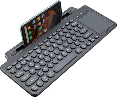 Produktbild von Tragbare schlanke Tastatur, kabellose 2,4-GHz-Bluetooth-Tastatur mit Touchpad, AAA-Batterien nicht im Lieferumfang enthalten, Schwarz