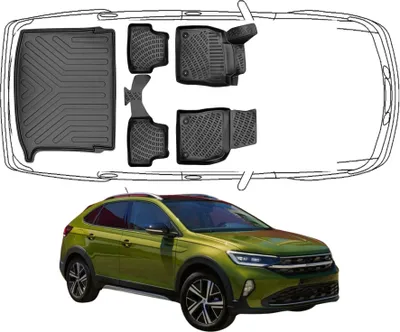 Produktbild von 3D Fußmatten & Obere Kofferraumwanne Auto Set Kompatibel mit VW Taigo Obere