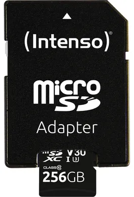 Produktbild von Intenso 3433492, 256 GB, MicroSDXC, Klasse 10, UHS-I, 100 MB/s, 45 MB/s