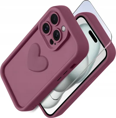 Zdjęcie produktu dla Etui do iPhone 14 Pro silikonowe MATOWE serce + Szkło ochronne na ekran 9H