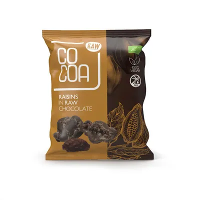 Zdjęcie produktu dla RODZYNKI W CZEKOLADZIE SUROWEJ70 g - COCOA