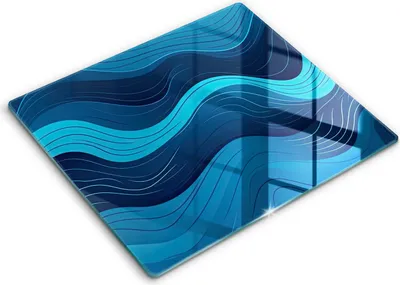 Zdjęcie produktu dla Deska kuchenna – 60 cm x 52 cm - Szklana deska do krojenia - Szkło hartowane – Antypoślizgowa - Abstrakcyjne Fale