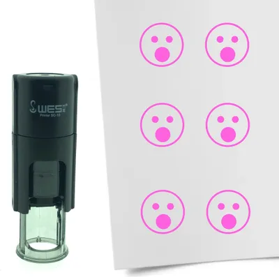 Obrázok produktu pre Známka CombiCraft Smiley Startled 10 mm okrúhla - ružový atrament