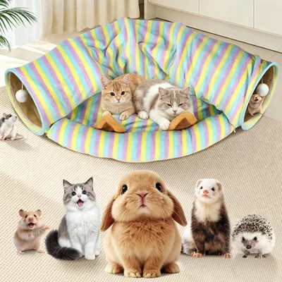 Image de Solidchoice - Tunnel pour chat 2 en 1, idéal pour les chats joueurs