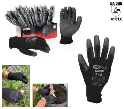 Obrázok produktu pre KS TOOLS Mikro rukavice z jemného úpletu - čierne, 7, 12 párov ( 310.0490 )
