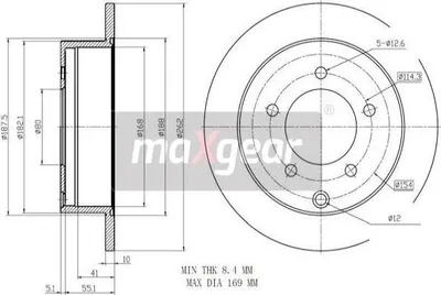 Produktbild von 2x MAXGEAR Bremsscheibe 19-2389 hinten 60 2mm 262mm