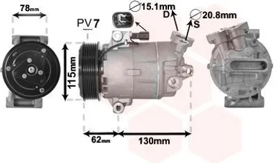 Produktbild von VAN WEZEL 3300K386 5CVC Klimaanlage Klimakompressor PAG 46 R134a für NISSAN Qashqai / Qashqai +2 I (J10, NJ10) X-TRAIL (T31)