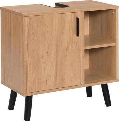 Zdjęcie produktu dla Meble łazienkowe - Szafka łazienkowa pod umywalkę - Szafka podumywalkowa - Meble - Szafka dolna - Odporna na wilgoć - 60 x 30 x 60 cm - Efekt drewna