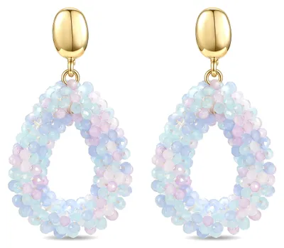 Produktbild von Blau Tropfen Pendant Hängeohrringe Damen Kristall Boho Statement Mehrfarbig Strandschmuck Sommer Urlaub Festival Hochzeit Schmuck Geschenk für Frauen