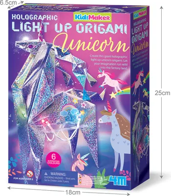 Zdjęcie produktu dla Zestaw kreatywny - Holograficzny jednorożec origami z oświetleniem
