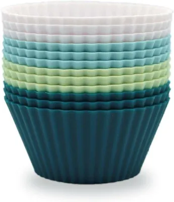 Immagine prodotto di Stampi per dolci in silicone - Stampi per dolci fai da te - Stampi per muffin - Stampi rotondi per dolci - Stampi da forno fai da te - 12 pezzi - 7 cm - Silicone - Stampi da forno