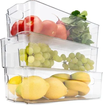 Produktbild von Famanu Kühlschrankorganizer Set von 3 - Stapelbar, BPA-frei, für Küche und Bad