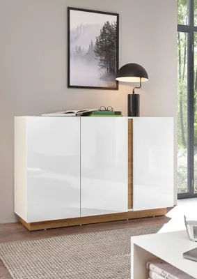Immagine prodotto di Credenza Clair 138cm bianco / bianco lucido - cassettiera rovere grandson Moderno